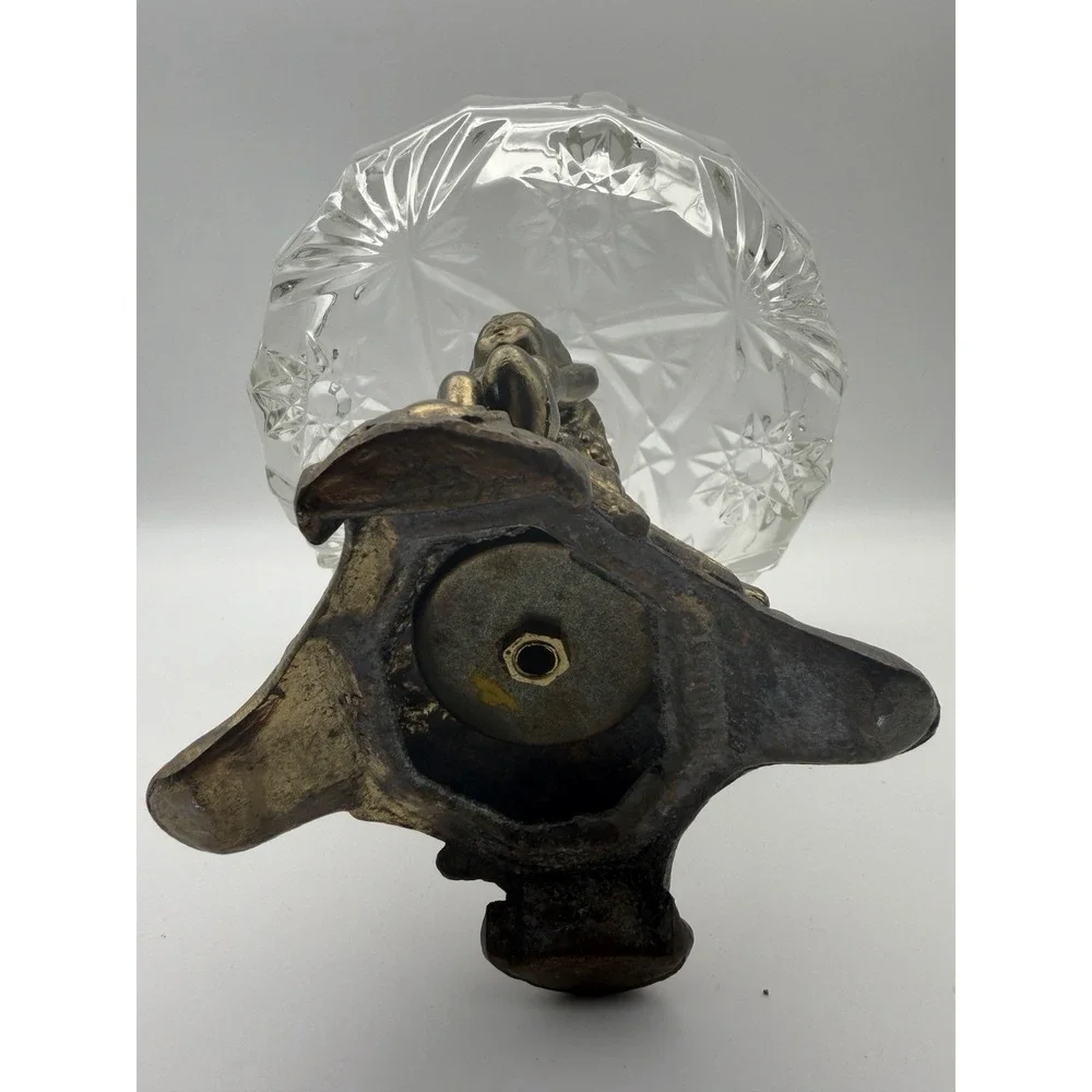 VTG Crystal‎ Decorative Angel Baby Cherub Base Glass Top Candy Dish AshTray